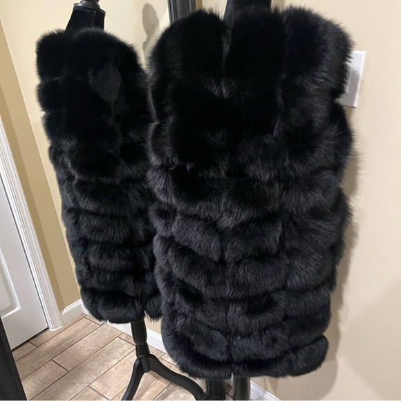 Genuine fox fur vest jacket coat trench winter bomber jacket real fur long vest - Picture 7 of 17